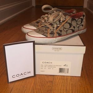 Womens COACH Barrett LG LOGO Monogram High Fashion Designer Sneakers Mild Wear